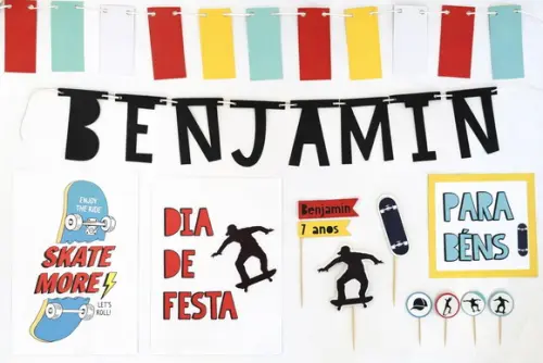 Kit Papelaria - Festa Esportes Radicais Skate e Skatista