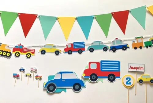 Mini Festa - Papelaria Meios de Transportes - Carrinhos