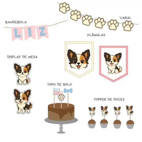 Papelaria Festa - Cachorrinhos (escolha o Seu)