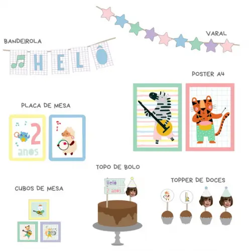 Papelaria para Festa - Decoração Animais Musicais