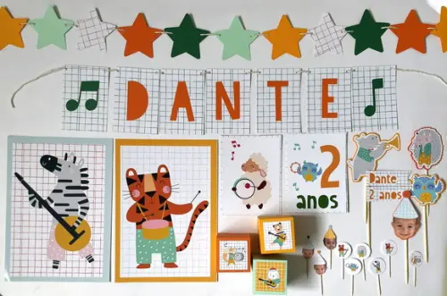 Papelaria para Festa - Decoração Animais Musicais