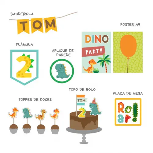 Papelaria para Festa - Decoração Dinossauros