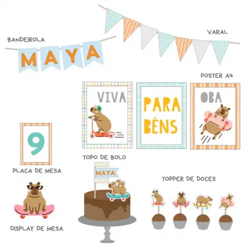 Papelaria para Festa - Decoração Capivara