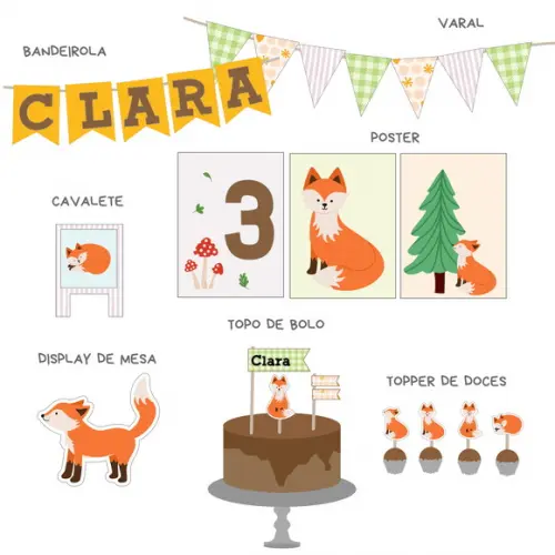 Papelaria para Festa - Festa Raposinha Woodland