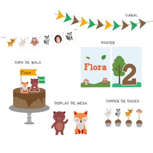 Papelaria para Festa - Festa Woodland - Animais do Bosque