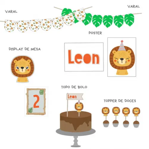 Papelaria para Festa - Decoração Leão / Leãozinho