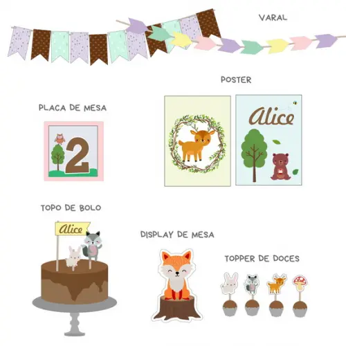 Papelaria para Festa - Festa Woodland - Animais do Bosque