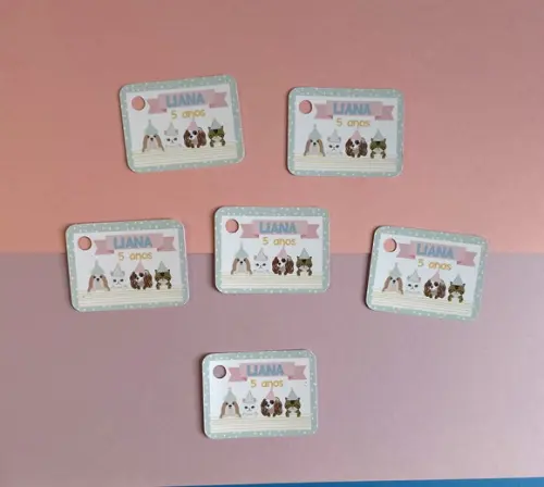 Tag para Lembrancinhas - Festa Pets Gato e Cachorro