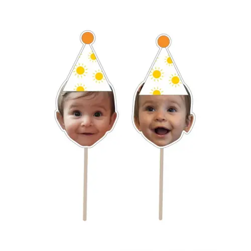 Topper de Doce com Rostinho e Chapéu de Festa Solzinho