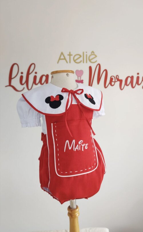 Jardineira Minie vermelha