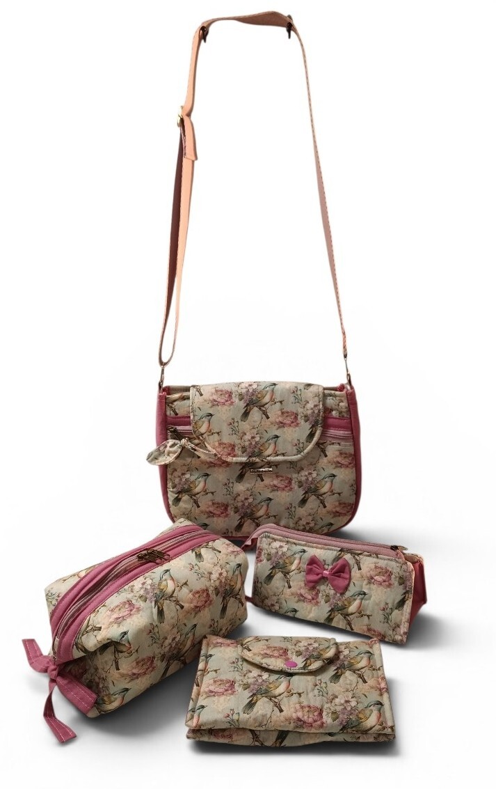 Conjunto  Artesanal com Bolsa, Necessaires e Carteira 👜💖