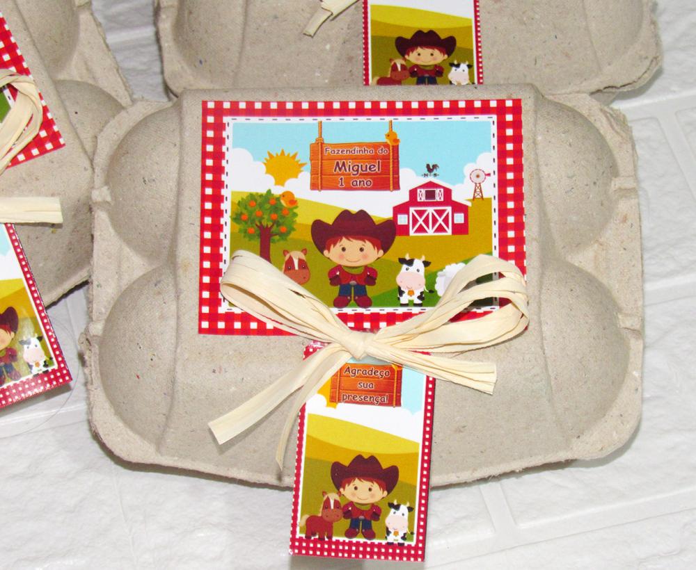 Caixinhas de Ovos personalizadas Fazendinha Menino
