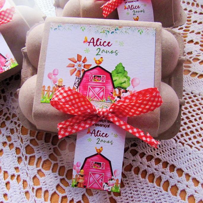 Caixinha de ovos personalizada Fazendinha Mnina