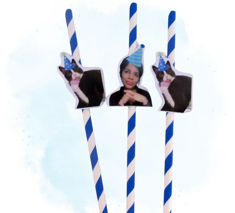 Canudo de papel personalizado com foto