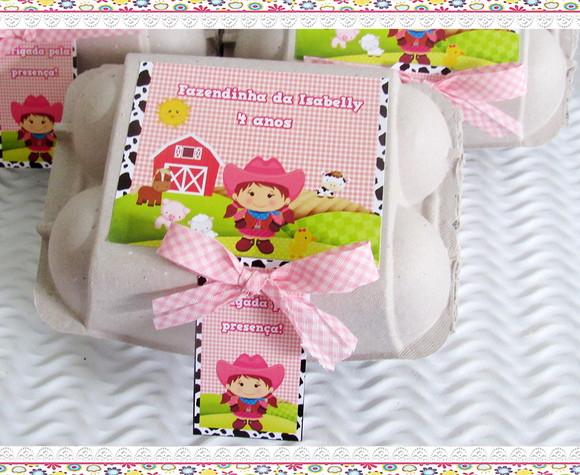 Caixinha de Ovos Personalizada Fazendinha Menina