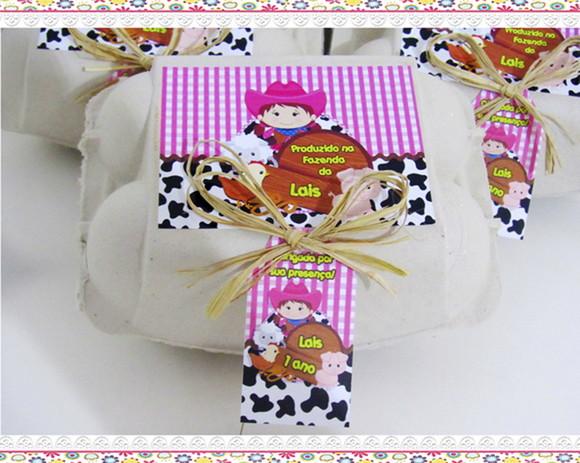 Caixinha de Ovos Personalizada Fazendinha Rosa