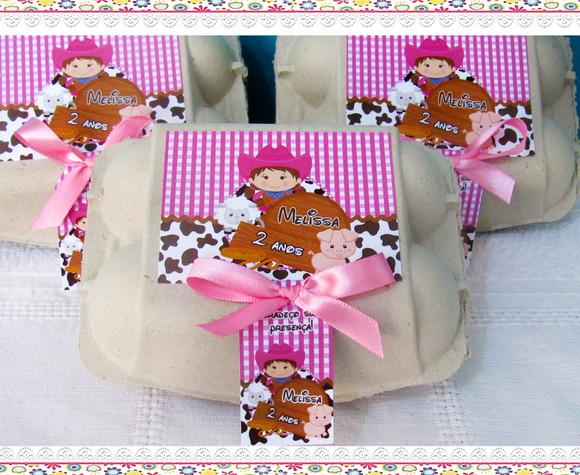 Caixinha de Ovos Personalizada Fazendinha Rosa