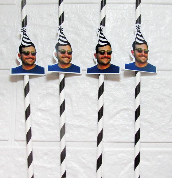 Canudo de Papel Personalizado Carinha de Festa