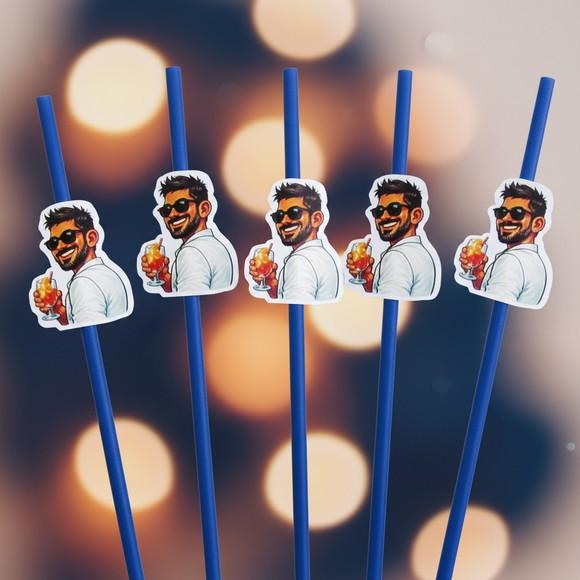 Canudo de Papel Personalizado Carinha de Festa