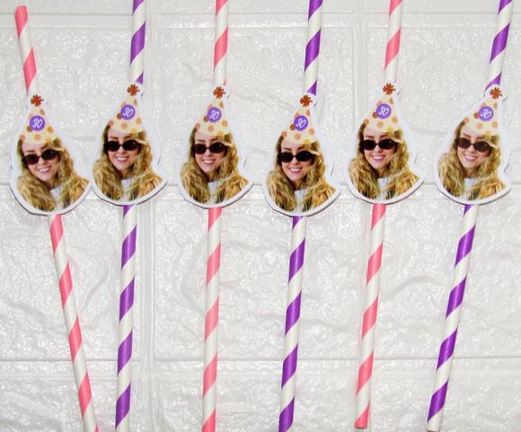 Canudo de Papel Personalizado Carinha de Festa Chapeuzinho