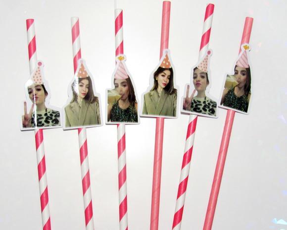 Canudo de Papel Personalizado Carinha de Festa