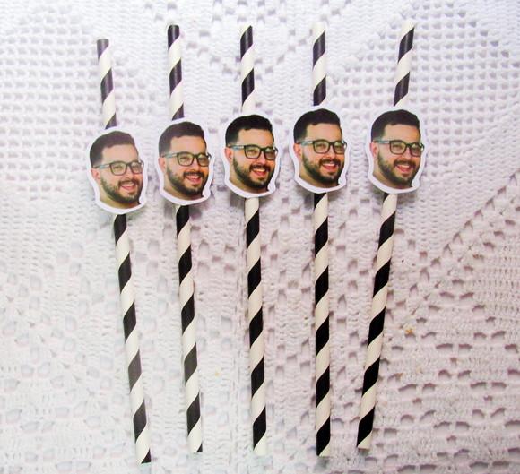 Canudo de Papel Personalizado com Foto Rostinho