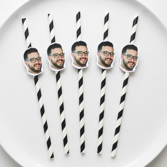 Canudo de Papel Personalizado com Foto Rostinho
