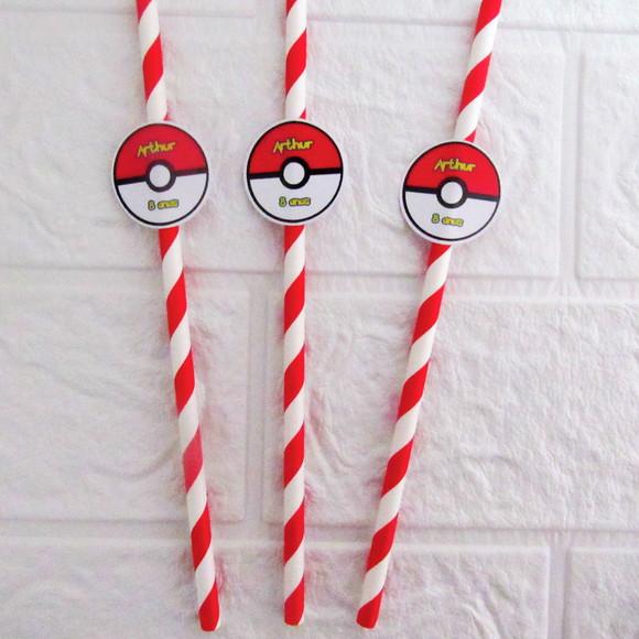 Canudo de Papel Personalizado Pokémon