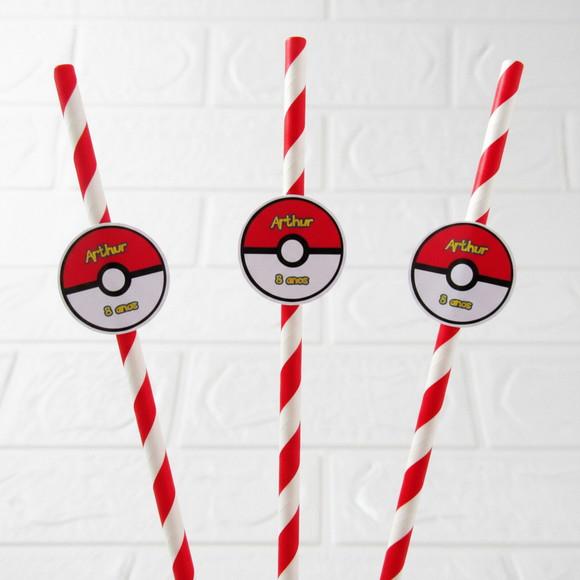 Canudo de Papel Personalizado Pokémon