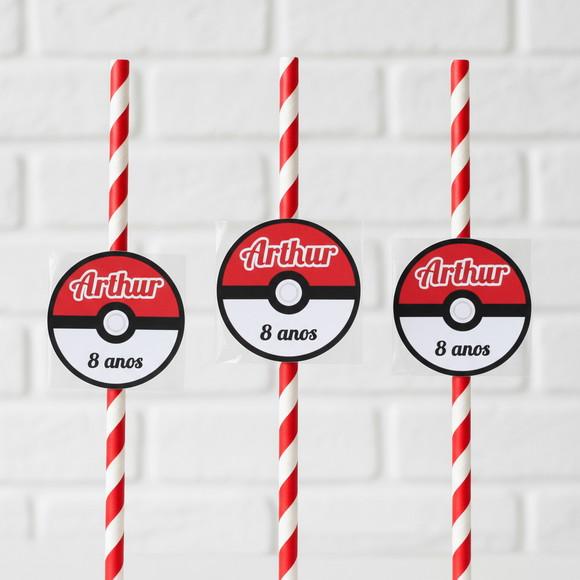 Canudo de Papel Personalizado Pokémon