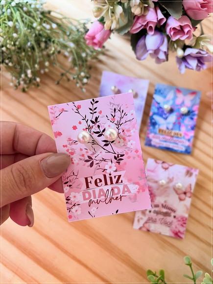Card com Brinco Lembrancinha Dia da Mulher