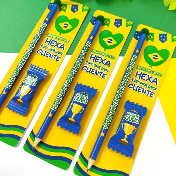 Card com Lápis e Balinha Copa do Mundo