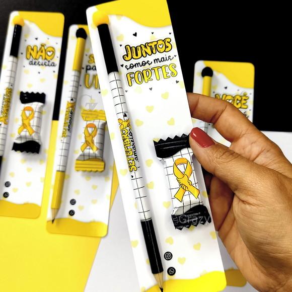 Card com Lápis e Balinha Setembro Amarelo