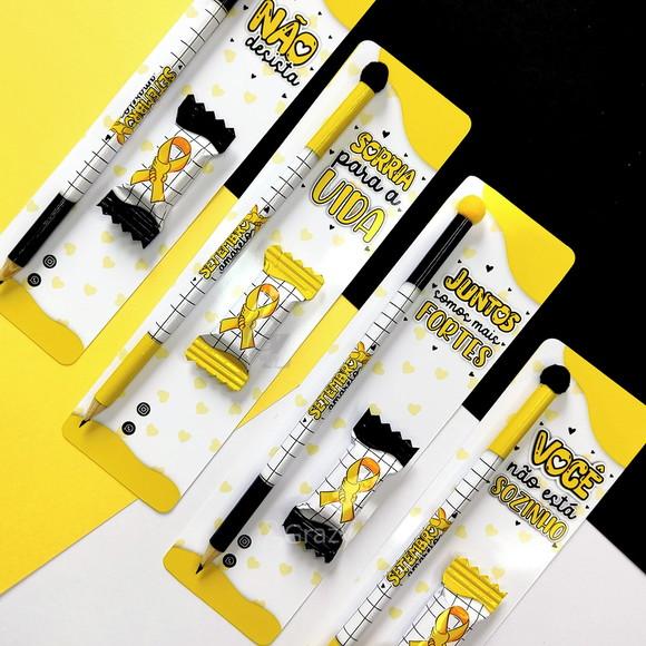 Card com Lápis e Balinha Setembro Amarelo