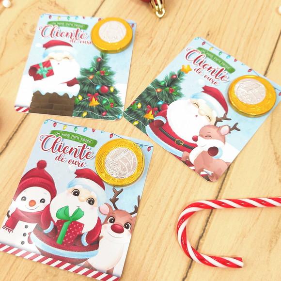 Card com Moeda de Chocolate Brinde Natal