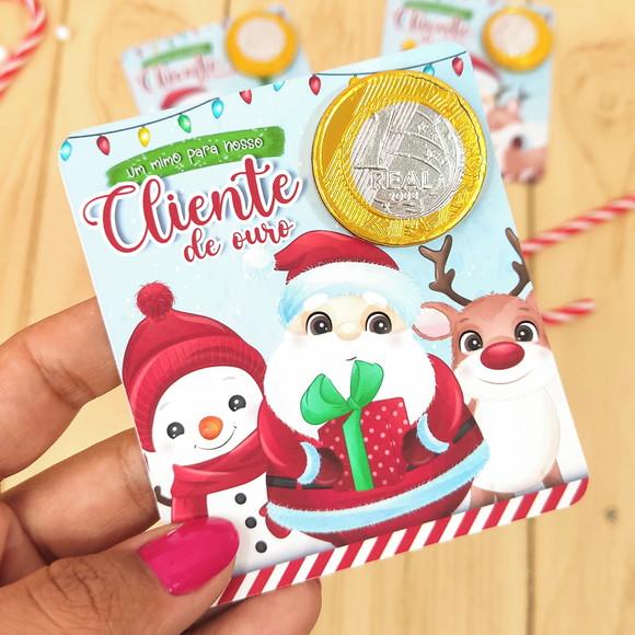 Card com Moeda de Chocolate Brinde Natal