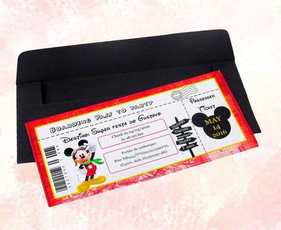 Convite Passagem Aérea Mickey Aviador