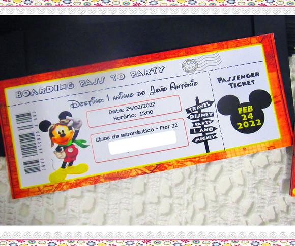 Convite Passagem Aérea Mickey Aviador