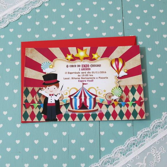 Convite Personalizado Circo Vintage