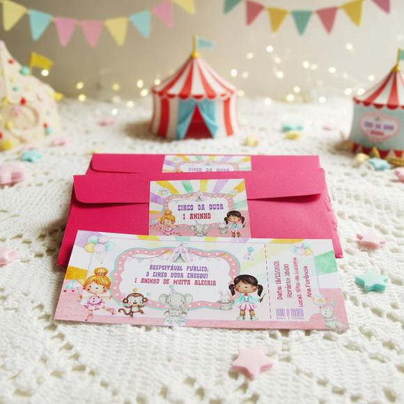 Convite Personalizado Ingresso de Circo Menina