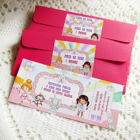 Convite Personalizado Ingresso de Circo Menina