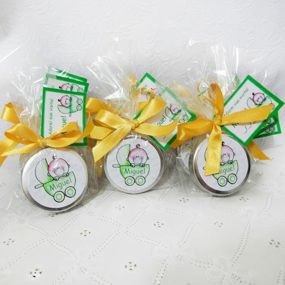 Latinha Personalizada com Balinhas Chá de Bebê Menino