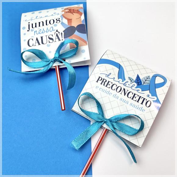 Pirulito com Capinha Personalizada Novembro Azul