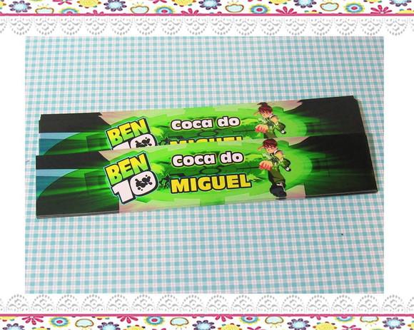 Rótulo Garrafinha de Refrigerante ou Água Ben 10