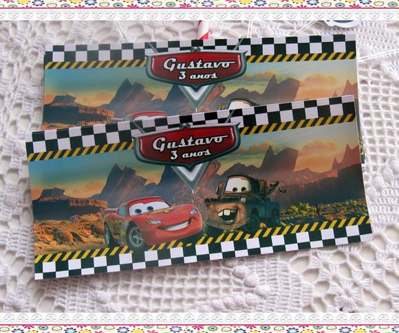 Rótulo para Cofrinho Carros Disney