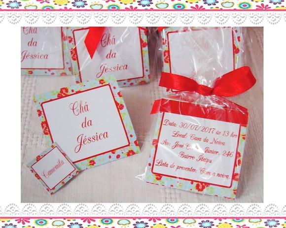Sachê de Chá Personalizado Chá de Cozinha Floral