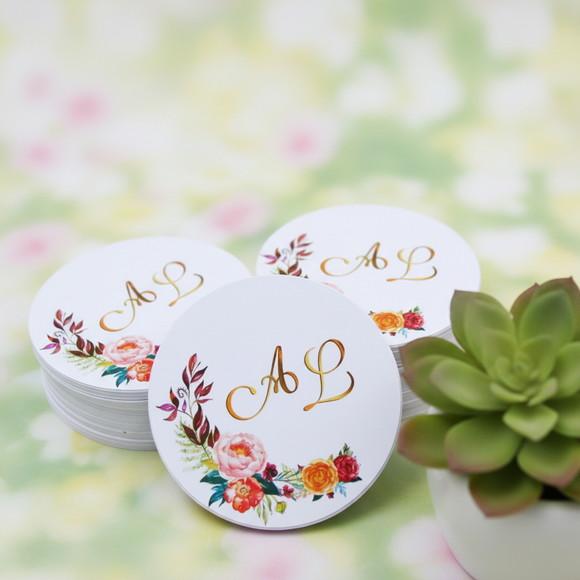 Tag para Lembrancinha Casamento Noivado Monograma Floral