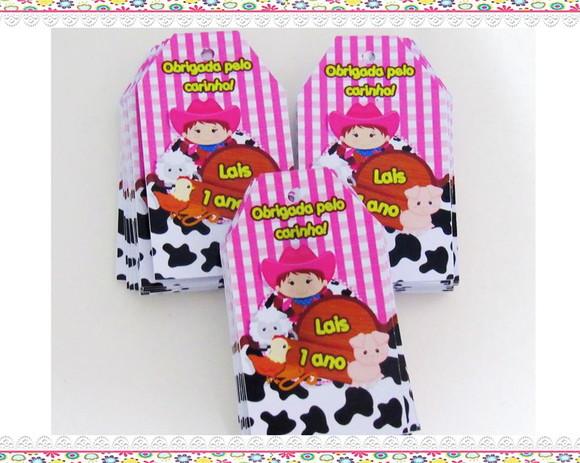 Tag para Lembrancinha Fazendinha Menina