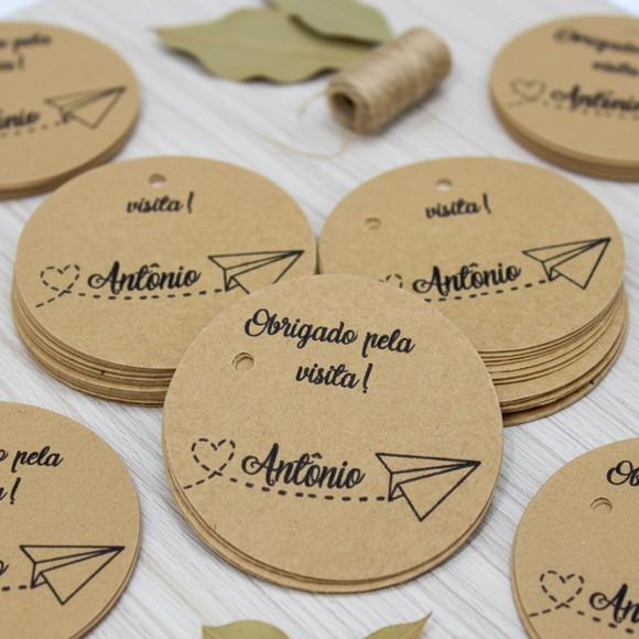 Tags em Papel Kraft - Aviãozinho