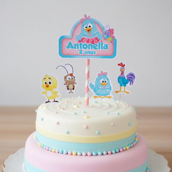 Topo de Bolo Galinha Pintadinha Candy
